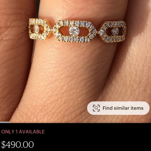 Hexagon Floating Natural Diamond Band in Solid 14k Yellow Gold - Picture 8 of 8